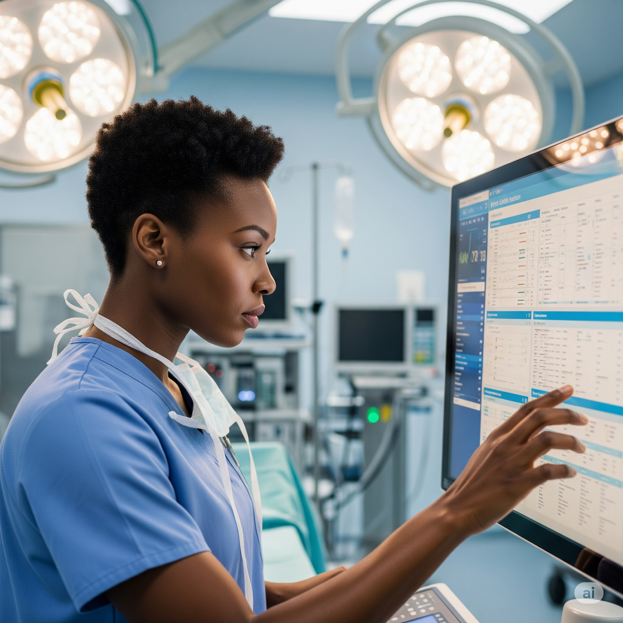 Doctor using advanced EHR system